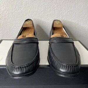 Salvatore Ferragamo Loafer Black Leather Dress Shoes Slip On Men's Size 13 D